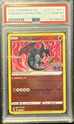 Pokemon Radiant Charizard 011/078 Holo Pokemon GO Holo PSA 10 Gem Mint - Image 1