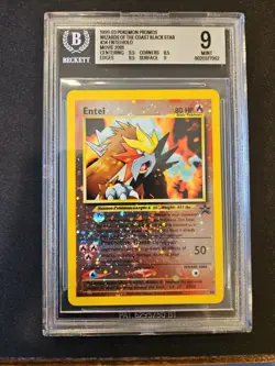 2001 Pokemon Movie Entei #34 Wotc Black Star Promo BGS 9 MINT SWIRL New Cert - Image 1
