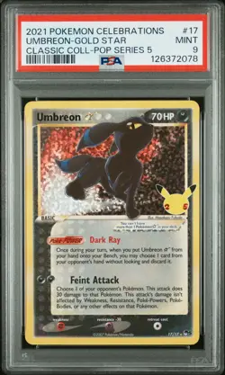 2021 POKEMON CELEBRATIONS CLASSIC COLL #17 UMBREON-GOLD STAR PSA 9 - Image 1