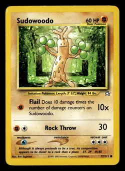 Sudowoodo 77/111 Unlimited Common Neo Genesis Pokemon Card - Image 2
