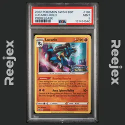 Lucario - SWSH186 - Stamped Black Star Promo - Prerelease - Pokemon Card - PSA 9 - Image 1