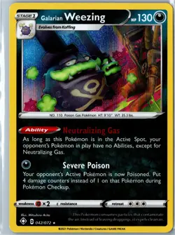 Galarian Weezing Holo Shining Fates 042/072 Rare Near Mint - Pokemon Card - Image 1