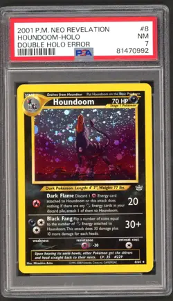 Pokemon Card - PSA 7 Houndoom 8/64 - Double Holo Error - Neo Revelation HOLO - Image 1