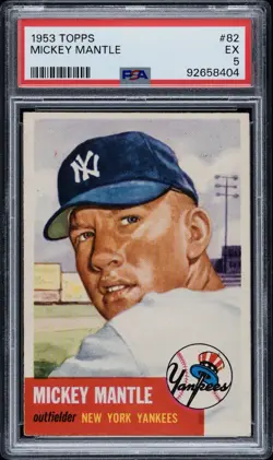 1953 Topps #82 Mickey Mantle NY Yankees BEAUTIFUL PSA 5 EX 2nd Topps Card - Image 1