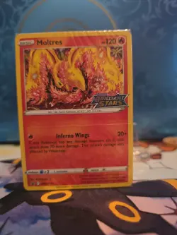 Pokemon Moltres Brilliant Stars SWSH185 Sealed Holo Stamped Prerelease Promo - Image 1