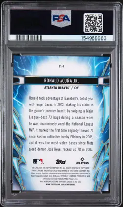 2025 TOPPS COSMIC CHROME LIGHT SPEED LUNAR ECLIPSE RONALD ACUNA JR. 05/10 PSA 9 - Image 2