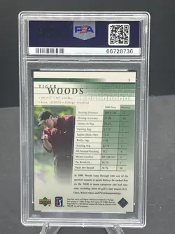 2001 TIGER WOODS UPPER DECK ROOKIE CARD #1 RC PSA 8 NM-MINT GOAT! HOT! - Image 2