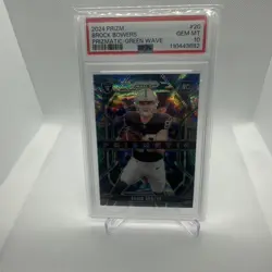 2024 Prizm Prizmatic Green Wave, Brock Bowers RC #20, PSA 10 Gem Mint - Image 1