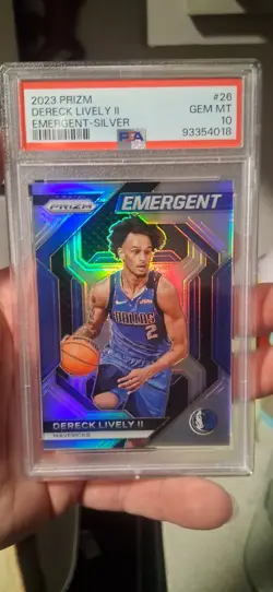 DERECK LIVELY II RC 2023-24 Panini Prizm #26 Emergent SILVER Prizm PSA 10 👀 - Image 1