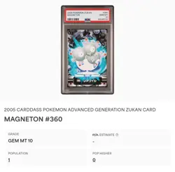 PSA 10 GEM MINT Magneton #360 Carddass Zukan Advanced Gen. Bandai Pokemon POP 1 - Image 2