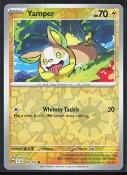 Yamper 058/162 2024 Common Temporal Forces Pokemon Reverse Holo - Image 1