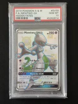 PSA 10 Mewtwo GX #SV59 Hidden Fates Pokemon Card - Image 1