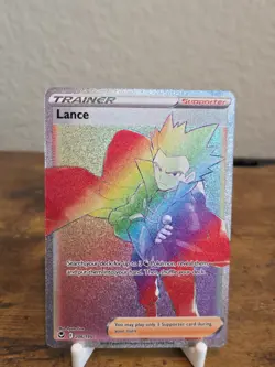 Pokemon Lance 206/195 Silver Tempest Secret Rare Rainbow Trainer NM - Image 1