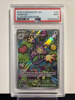 2025 POKEMON PFL EN-PHANTASMAL FLAMES ILLUSTRATION RARE #107 AMBIPOM PSA 9 - Image 1