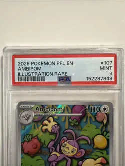 2025 POKEMON PFL EN-PHANTASMAL FLAMES ILLUSTRATION RARE #107 AMBIPOM PSA 9 - Image 4