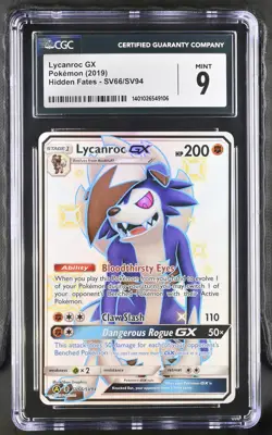 2019 Pokemon Hidden Fates #SV66/SV94 Lycanroc GX CGC 9 - Image 1