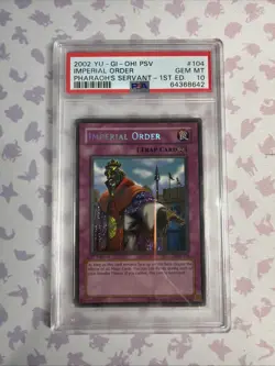 2002 YuGiOh! PSV Imperial Order 1st Edition PSV-104 PSA 10 GEM MINT - Image 1