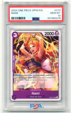 2024 One Piece OP09 Emperors in the New World 070 Nami PSA 10 Gem Mint Low Pop - Image 1