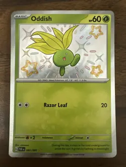 Pokemon TCG Oddish Baby Shiny Paldean Fates Scarlet & Violet Card 092/091 NM - Image 1