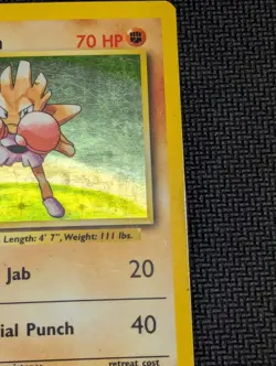 Pokemon TCG Hitmonchan Base Set Holo Unlimited Rare Card 7/102 MP Condition - Image 4