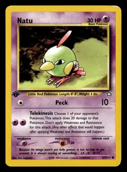 Natu 67/111 1st Edition Common Neo Genesis Pokemon Card - Image 2