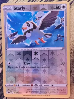 Starly 110/159 Common Crown Zenith Pokemon Reverse Holo Near Mint - Image 1