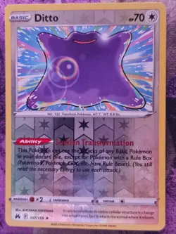 Ditto 107/159 Holo Rare Crown Zenith Pokemon Reverse Holo Near Mint - Image 1