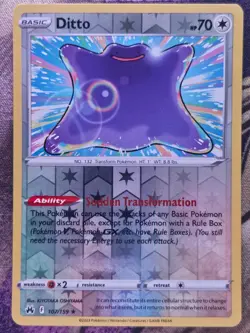 Ditto 107/159 Rare Crown Zenith Pokemon Reverse Holo Near Mint - Image 1