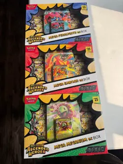 Pokemon TCG: Mega Evolution Ascended Heroes Mega ex Boxes (Set Of 3) SEALED - Image 1