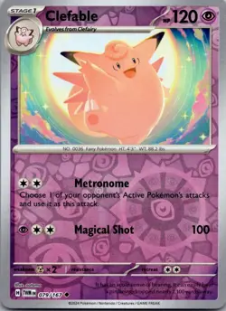 Clefable 079/167 Uncommon Twilight Masquerade Pokemon Reverse Holo Near Mint - Image 1