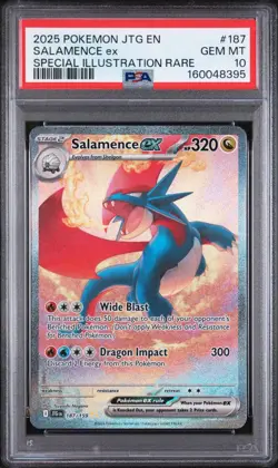 2025 POKEMON JTG EN-JOURNEY TOGETHER #187 SALAMENCE EX PSA 10 SIR - Image 1