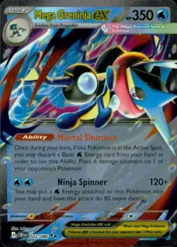 Mega Greninja ex 022/086 Double Rare ME04: Chaos Rising Pokemon NM - Image 1