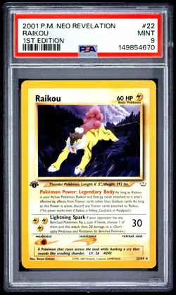 2001 Pokemon Neo Revelation - Raikou 1st Edition 22/64 PSA 9 - Image 1