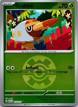 Grubbin (Energy Symbol Pattern) 017/217 Ascended Heroes Pokemon Reverse Holo NM - Image 1