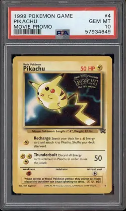 1999 Pokemon Game Movie Promo #4 Pikachu PSA 10 - Image 1