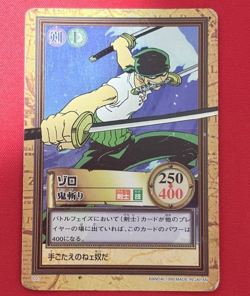 Used Roronoa Zoro 1999 C07 One Piece Carddass Hyper Battle Holo Japanese Damaged - Image 1