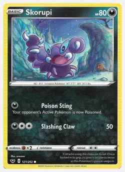Skorupi 121/202 Common Sword and Shield Base Set Pokemon Card NM-Mint - Image 1