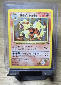 Blaine's Arcanine 1/132 Rare Gym Challenge Pokemon Unlimited Holo Heavily Played - Image 1
