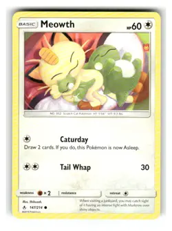 Meowth 147/214 Common Unbroken Bonds Pokemon Lightly Played - Image 1