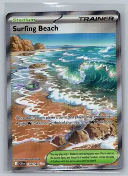 Surfing Beach 114/086 Ultra Rare Chaos Rising Pokemon Holo Near Mint - Image 1