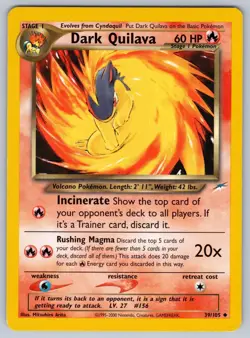Dark Quilava 39/105 Neo Destiny Unlimited Pokemon LP - Image 1