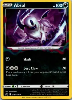 Absol 076/159 Rare Crown Zenith Pokemon Reverse Holo Near Mint - Image 1