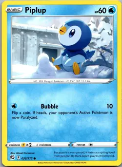Piplup 035/172 Common Brilliant Stars Pokemon Near Mint - Image 1