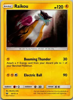 Raikou 32/73 Holo Rare Shining Legends Pokemon Near Mint - Image 1
