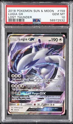2018 POKEMON SUN & MOON LOST THUNDER #159 LUGIA GX PSA 10 - Image 1