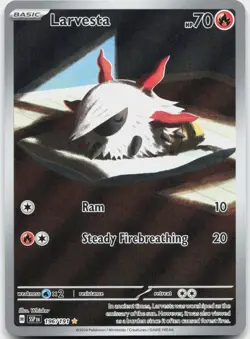 Larvesta 196/191 Illustration Rare Surging Sparks Pokemon Holo Near Mint - Image 1