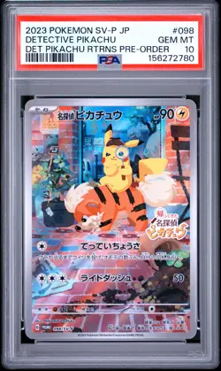 2023 POKEMON JAPANESE SV-P PROMO #098 DETECTIVE PIKACHU PSA 10 - Image 1