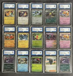 Pokemon Graded Bundle Of Cards Holo & Reverse Lot Of 15 Slabs AEY Mixed Grades - Image 1