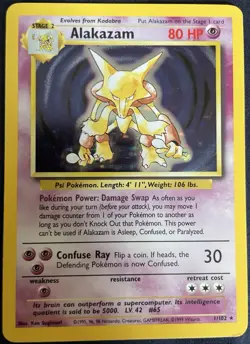 Pokemon TCG Alakazam Base Set 1/102 Holo 1999-2000 Wizards Base Set Copyright - Image 3