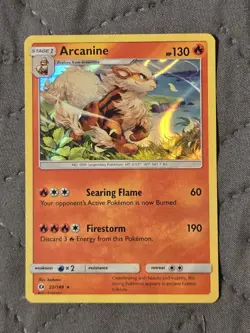 Pokemon Arcanine Sun And Moon Base Set Holo LP - Image 1